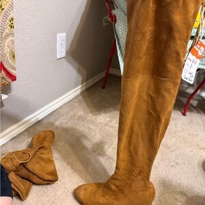 Chestnut Suede Over-the-Knee Boots